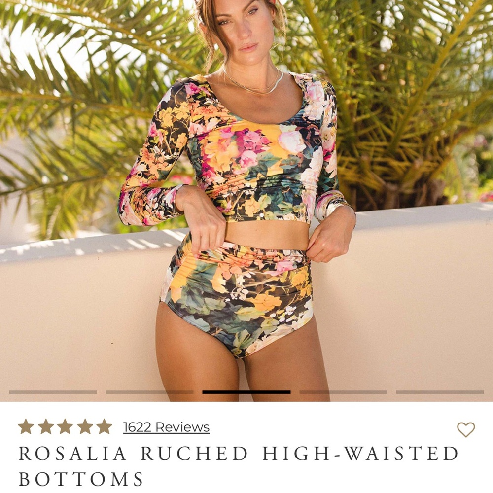 Albion Rosetta Floral High-Waisted Bottoms, NWT, size Large.